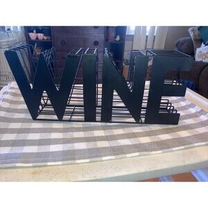 Industrial Metal WINE Cork Holder Cage Tabletop Kitchen Bar Decor Large Letters